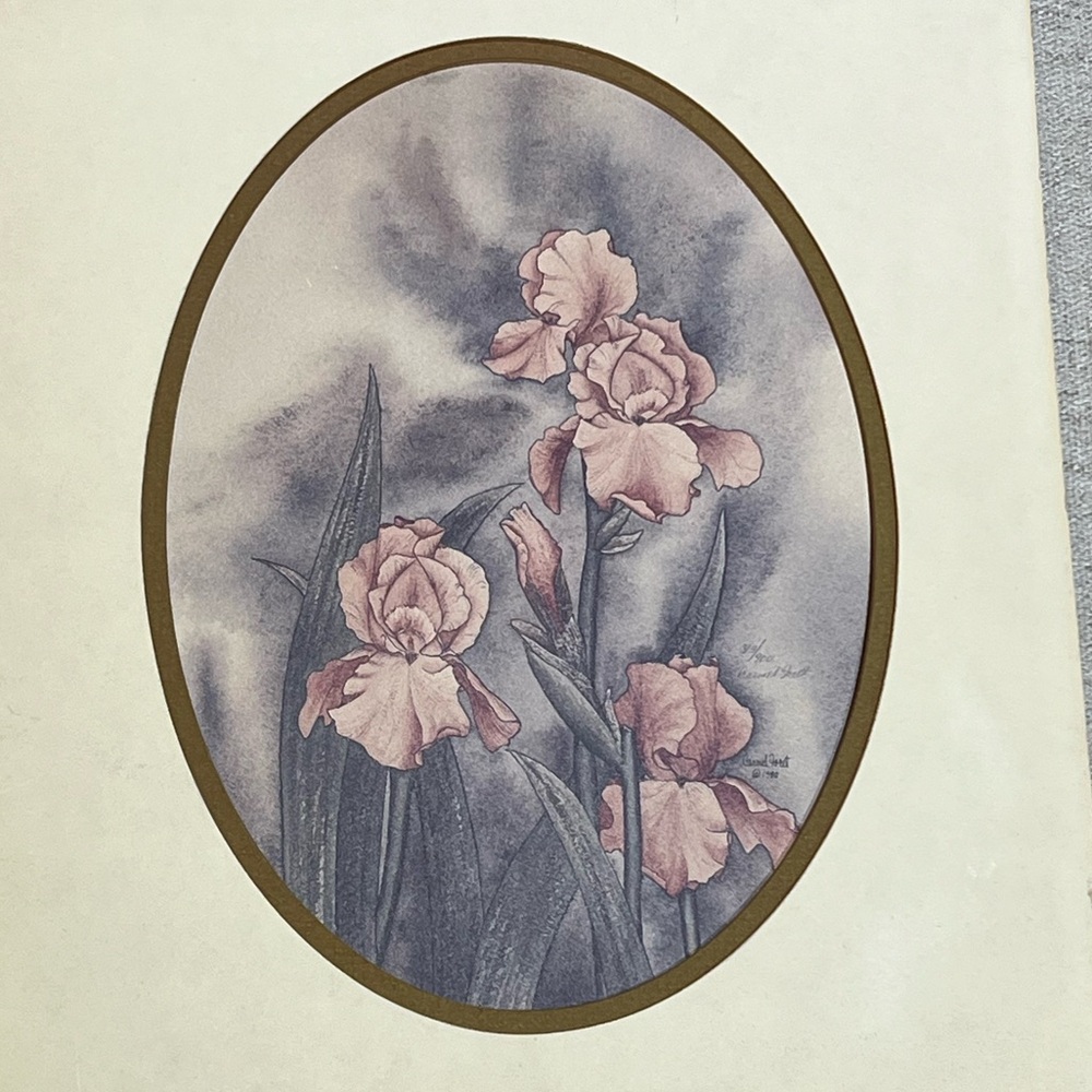 1980 Carmel Foret Floral Signed & Matted Print